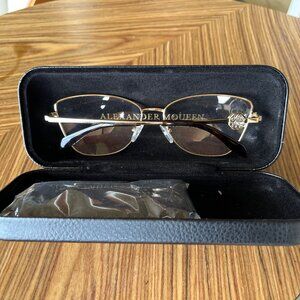 Alexander McQueen gold metallic eyeglasses embellished